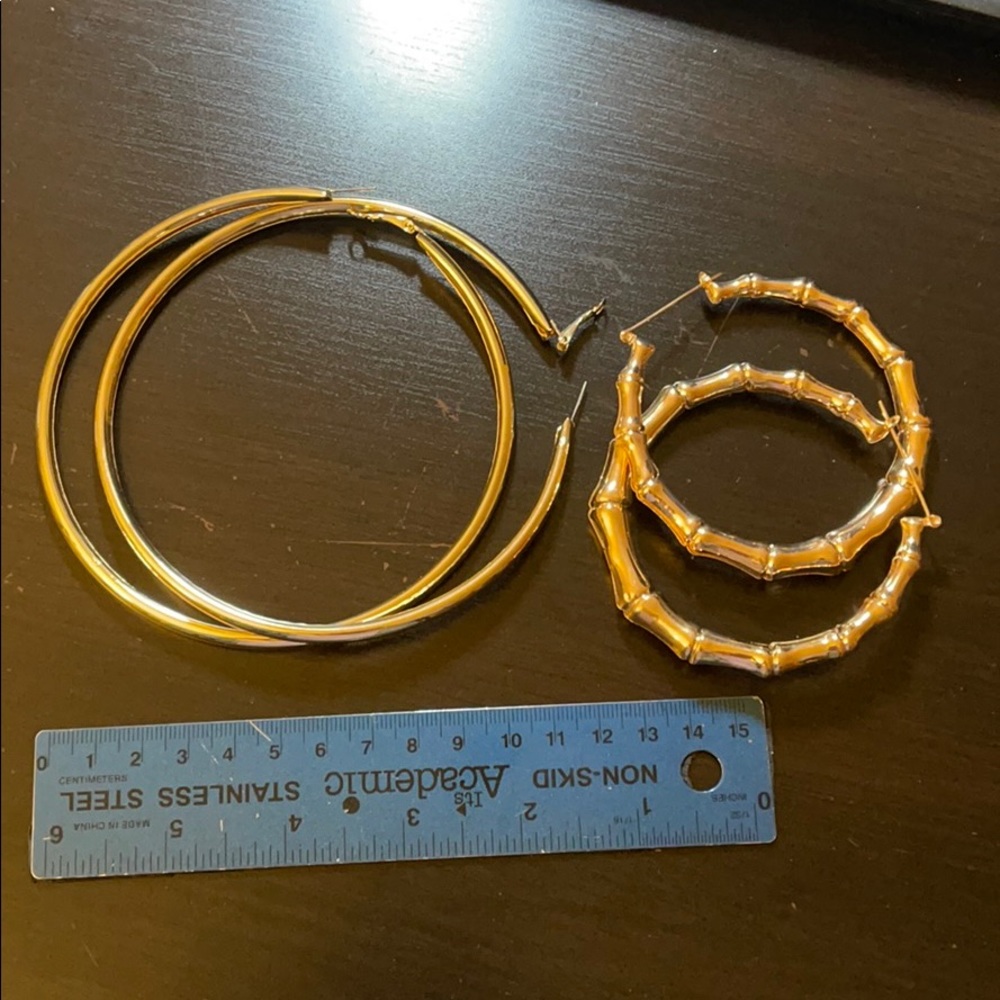 3/$25 gold hoop earrings